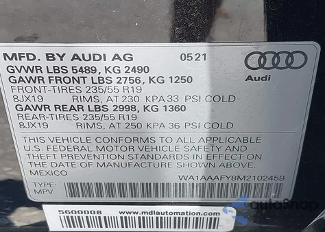 2021 Audi Q5 Premium 45 Tfsi Quattro S Tronic from USA, damaged, VIN WA1AAAFY8M2102459